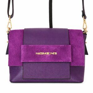 Elegant Massimo Conti Italian-made purple suede and leather purse